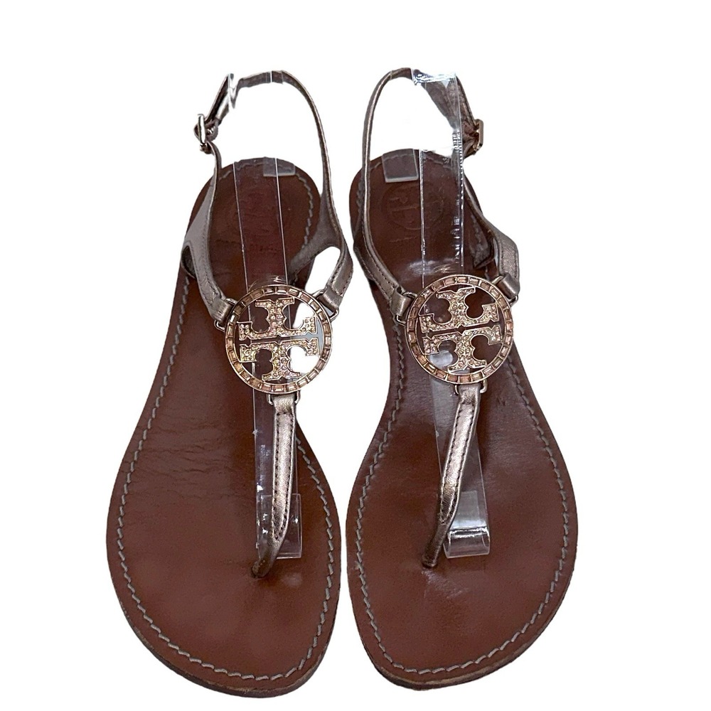 Tory Burch‎ Sling Gold Logo Sandals Size Women's  9 M